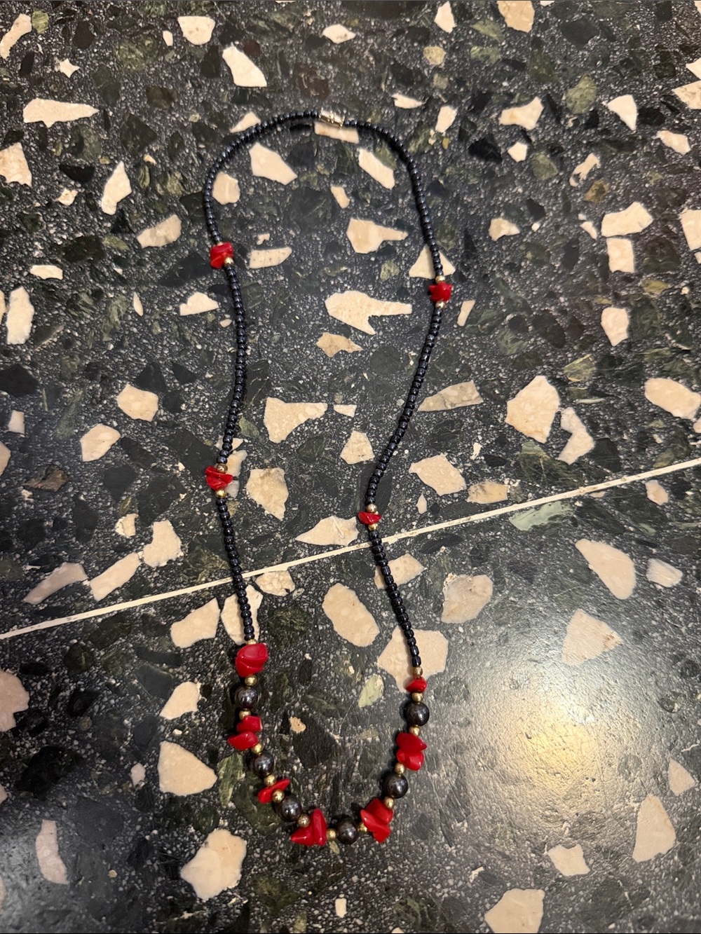 Red Beaded Women's Necklace - Brand Not Visible
